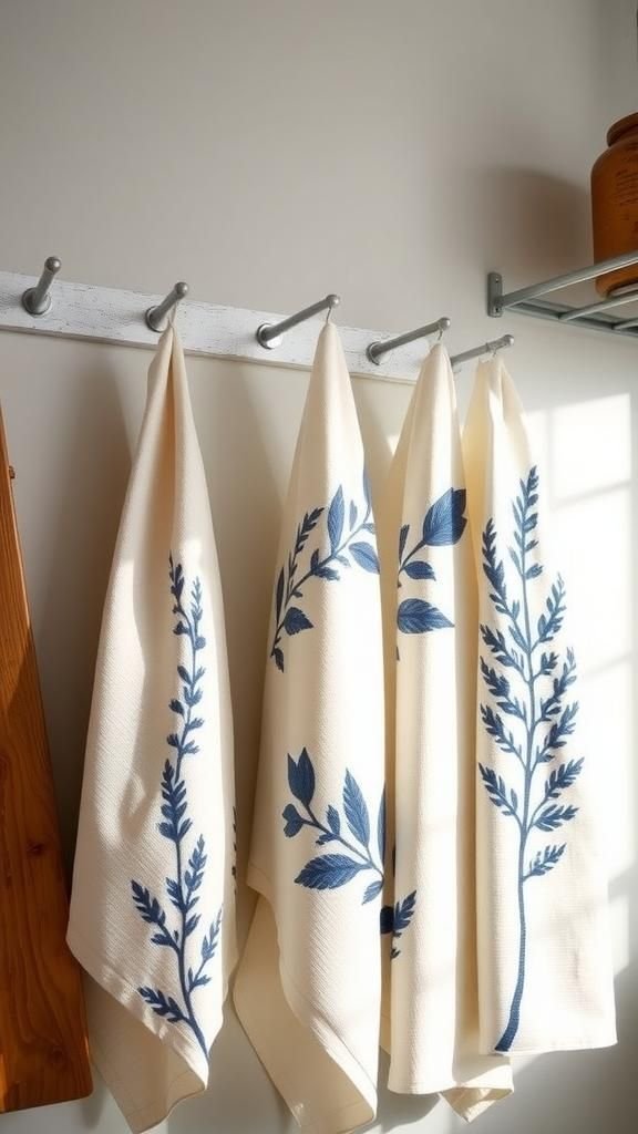 Textured Leaf Prints On Cotton Tea Towels