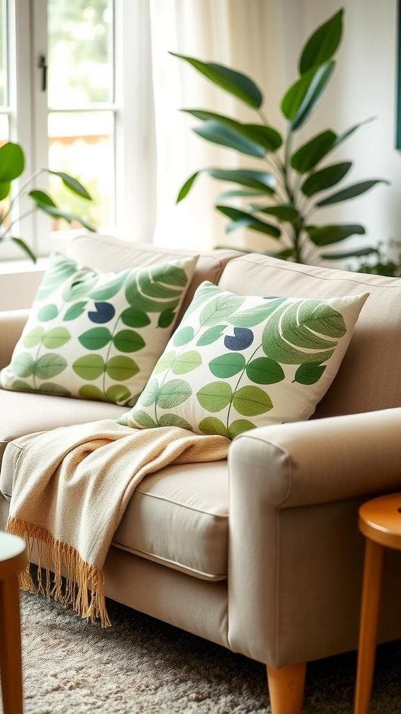 Throw Pillow Covers With Bold Leaf Print Patterns