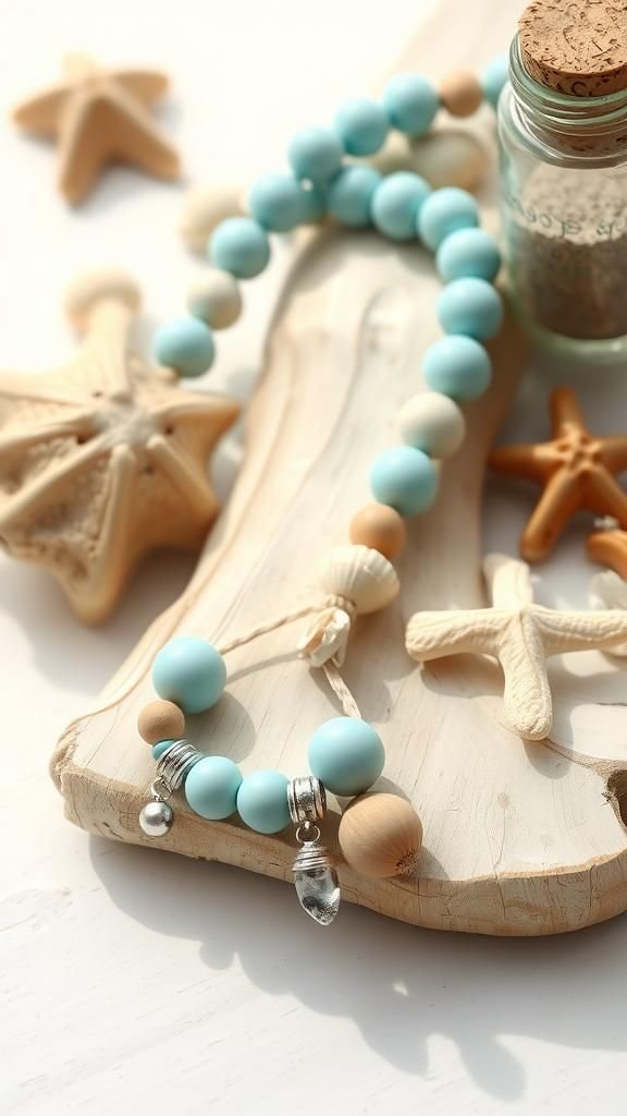 Coastal Paper Bead And Shell Anklet With Charms