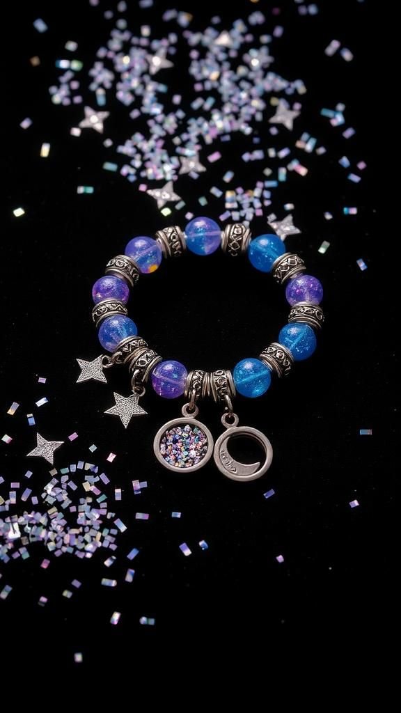 Galaxy Glitter Paper Bead Charm Bracelet Collection