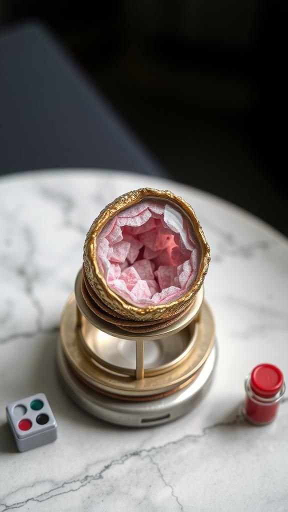 Geode-Inspired Paper Bead Adjustable Cocktail Ring