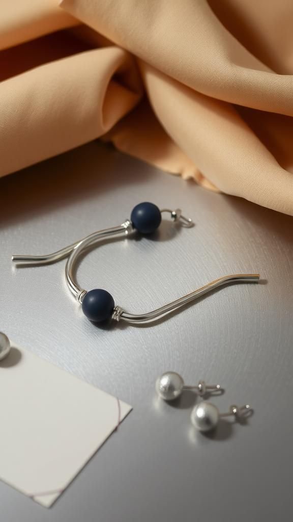 Metallic Foil-Edged Paper Bead Hoop Earrings Set