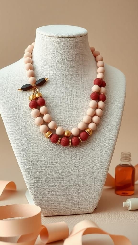 Ombre Paper Bead Statement Necklace With Layered Strands