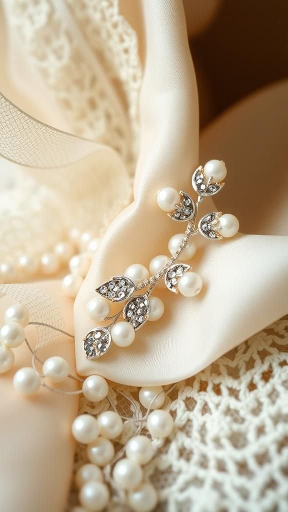 Pearlized Paper Bead Bridal Hairpin With Crystals