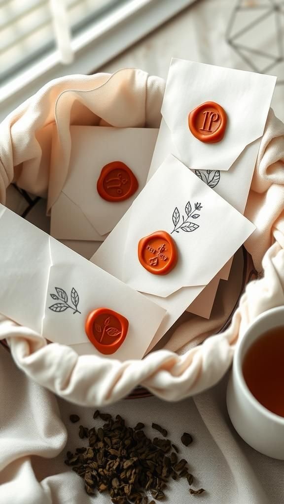 Hand-Stamped Tea Sampler Envelopes With Seals