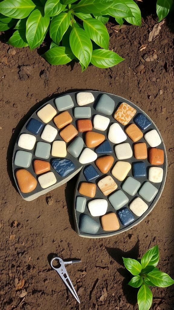 Garden Pebble Mosaic Stepping Stone Paver
