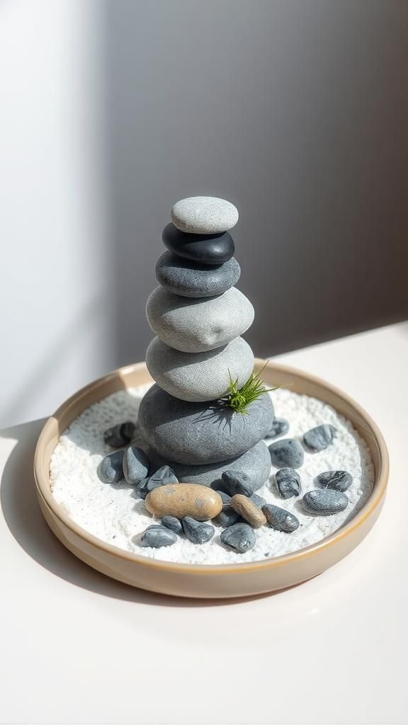 Monochrome Stone Cairn With Sand Base