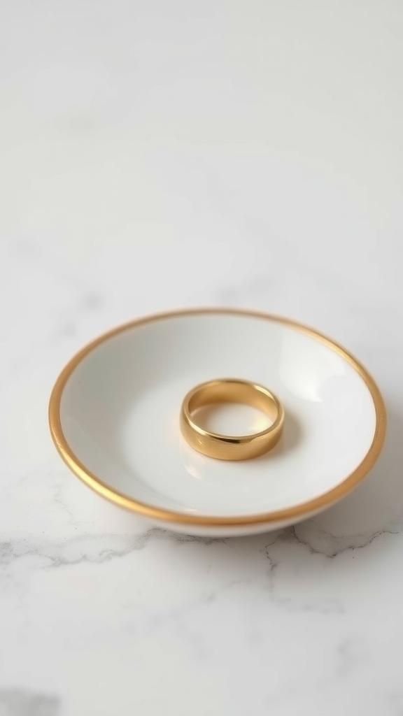 Pebble Jewelry Dish With Brushed Gold Rim