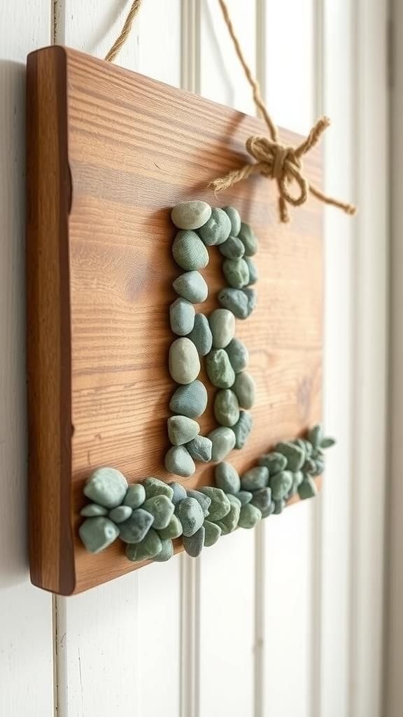 Pebble Letter Monogram Rustic Door Plaque
