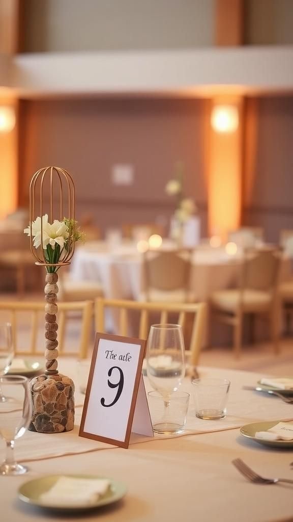 Pebble Table Number Stand For Events