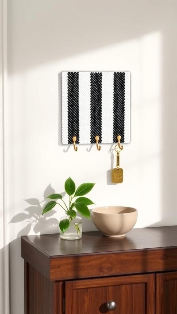 Entryway Key Holder Plaque With Hooks