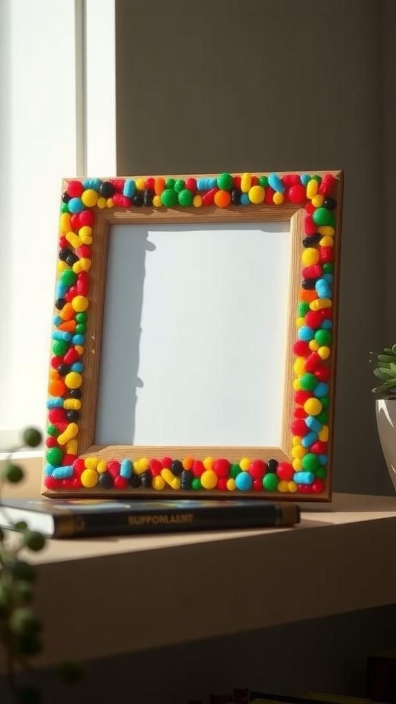 Graphic Perler Bead Photo Frame Overlay