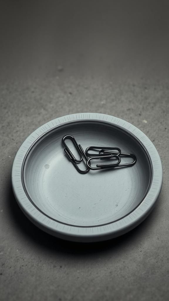 Faux Concrete Industrial Dish With Steel Accent