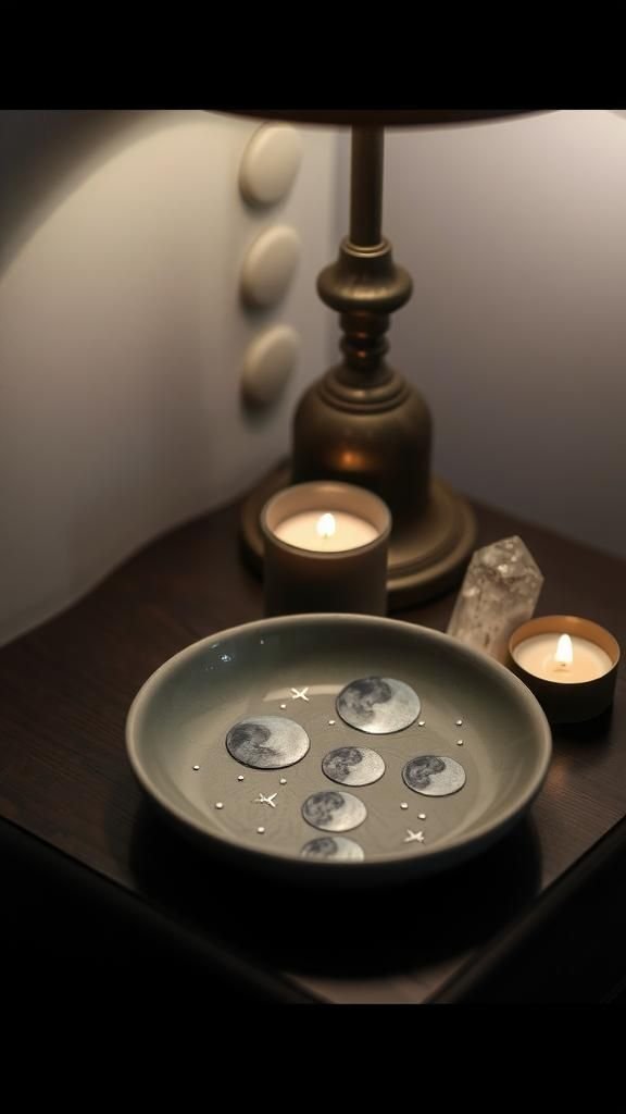 Moon Phase Trinket Dish With Inlaid Metallic Dots