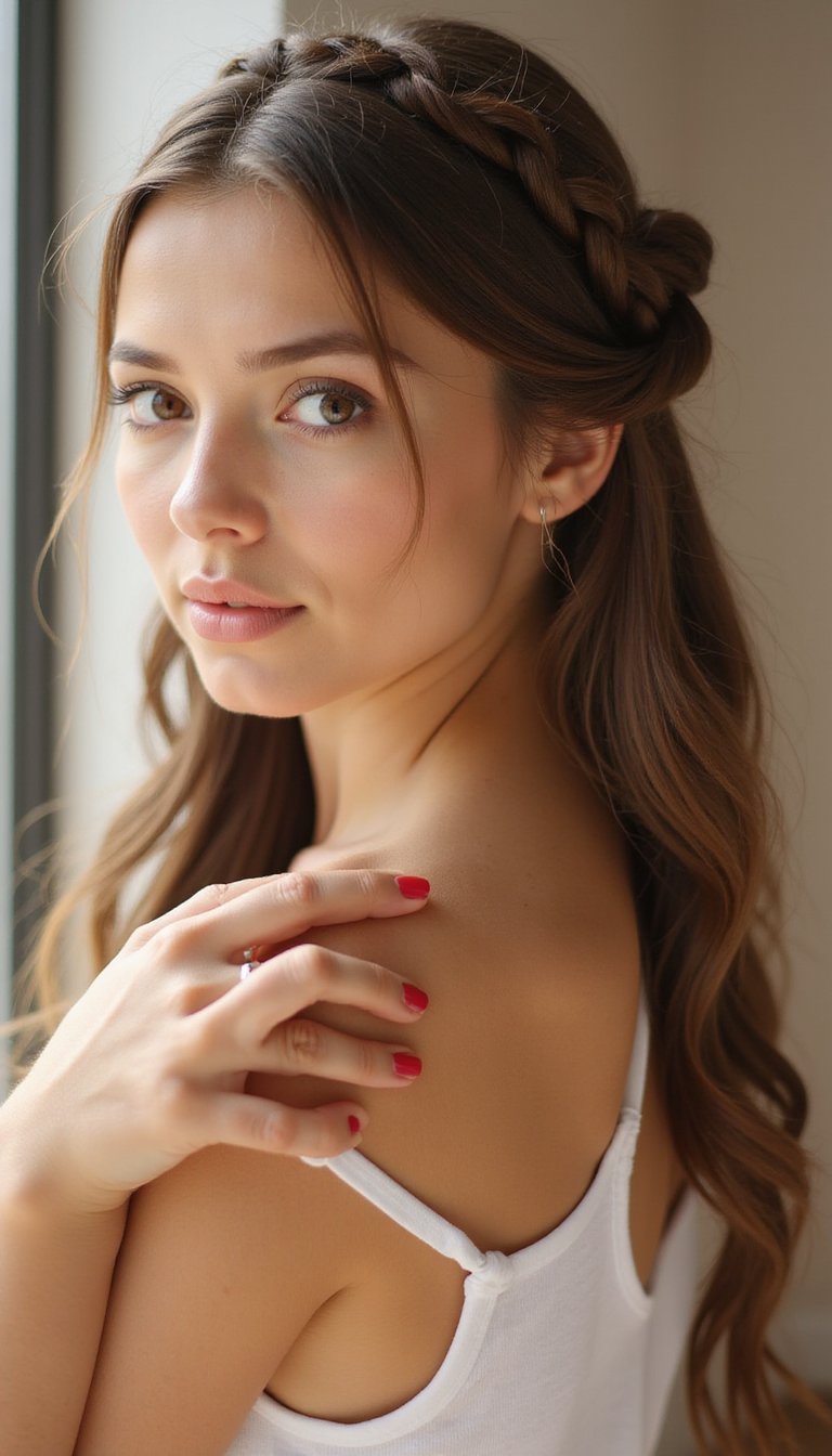 Halo Braid Wrapped Around Sweat-Friendly Hairline