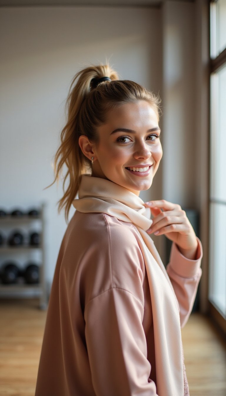 High Pony With Protective Scarf Wrap
