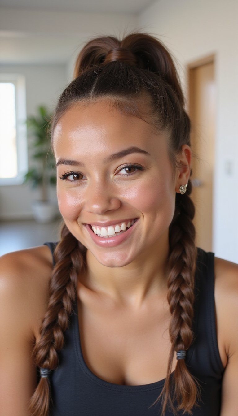Two-Strand Twists Pulled Into Sporty Ponytail