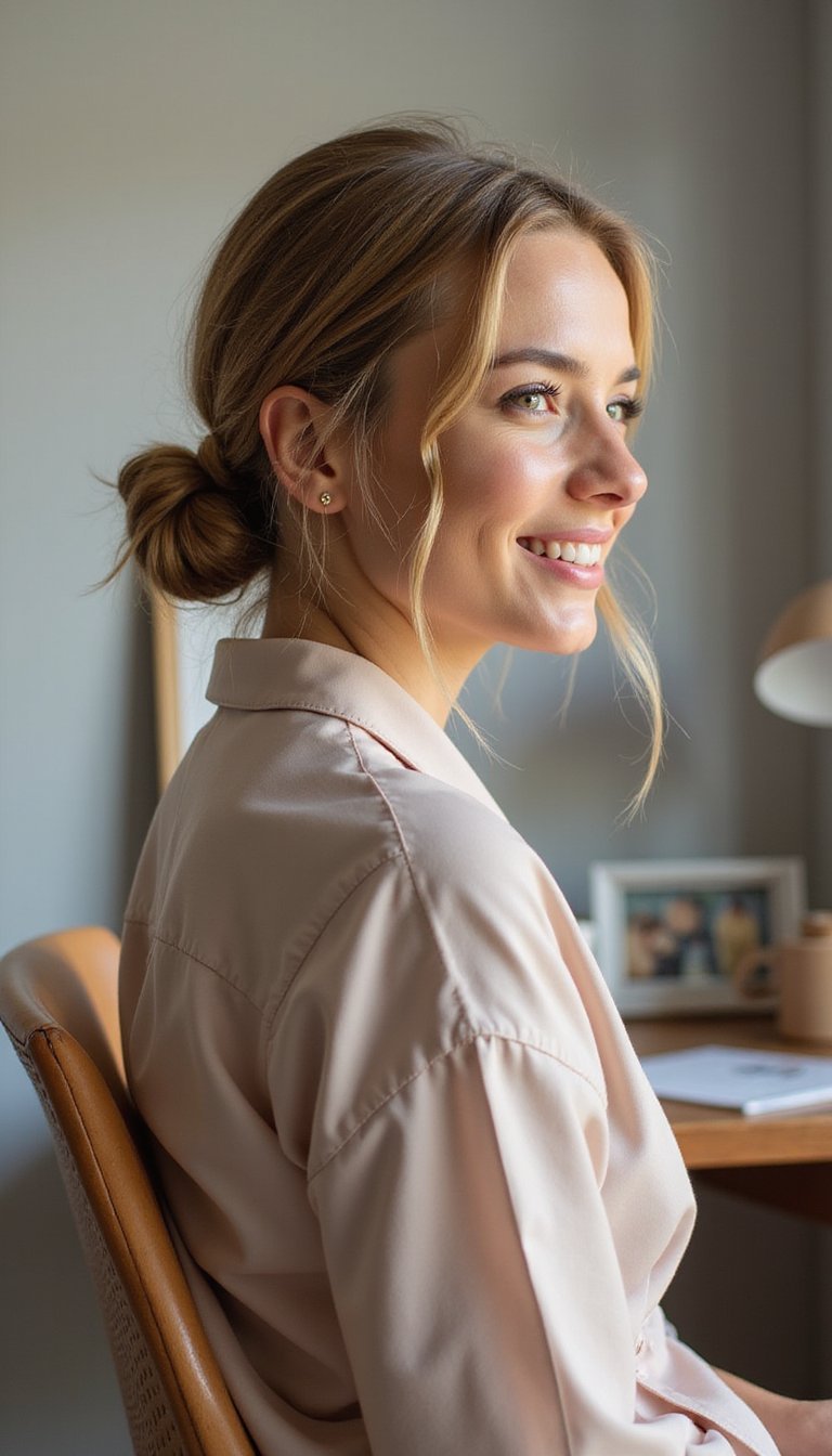 Knotted Low Bun With Subtle Elegance
