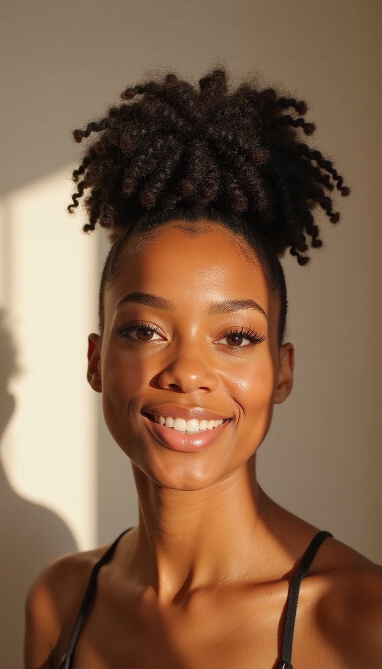 Bantu Knots Merged Into Updo For Protective Style