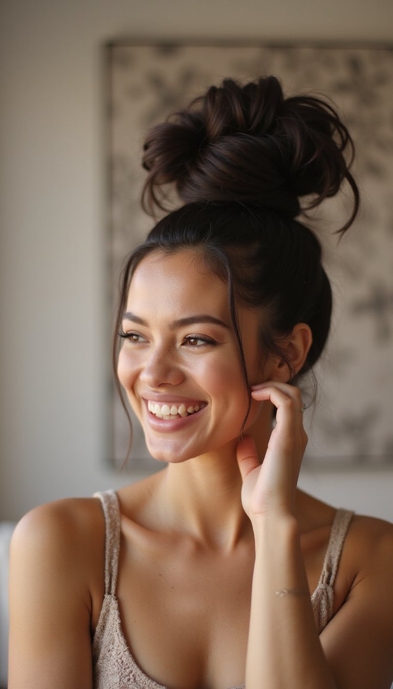 High Twisted Topknot That Protects Ends Fast