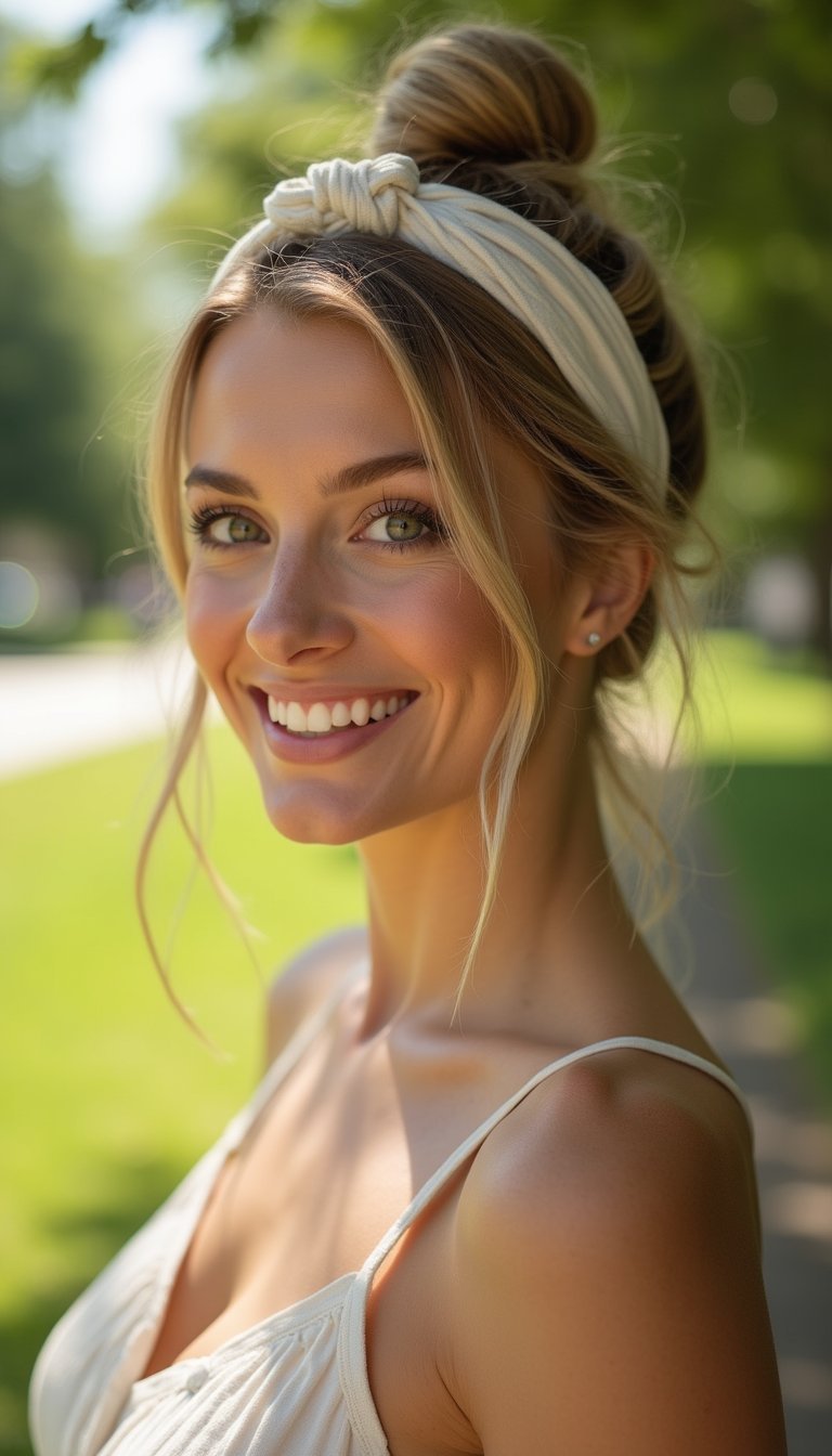 Knotted Headband Updo With Tucked Ends