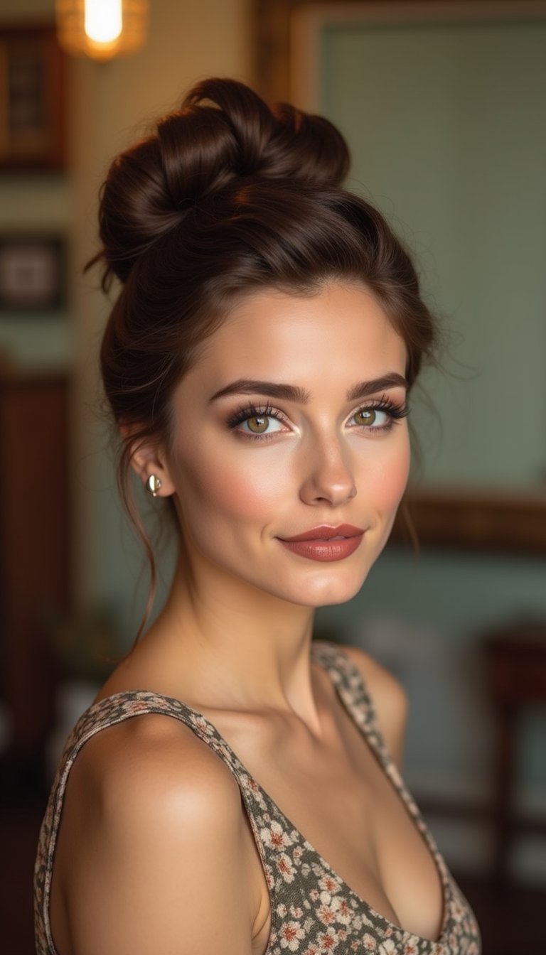 Vintage Victory Roll Updo That Protects Ends