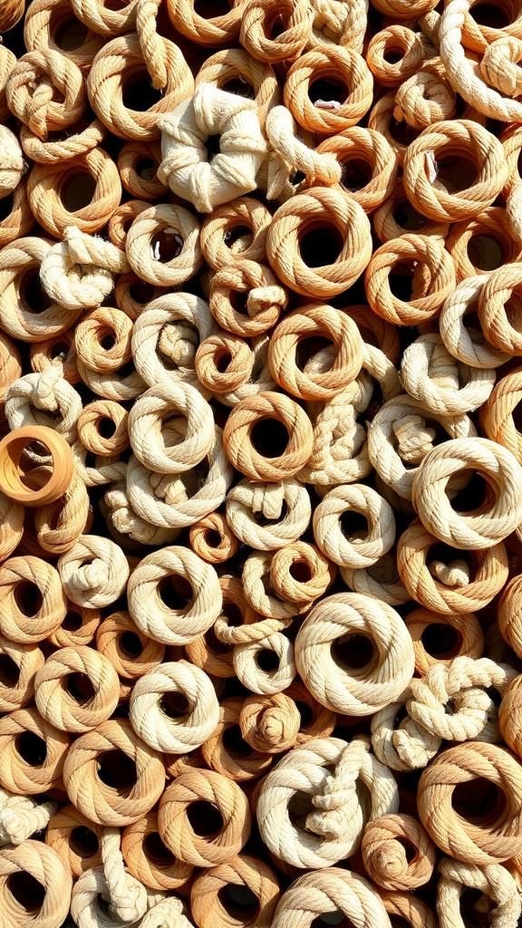 Coiled Rope Circle Mosaic With Warm Tones