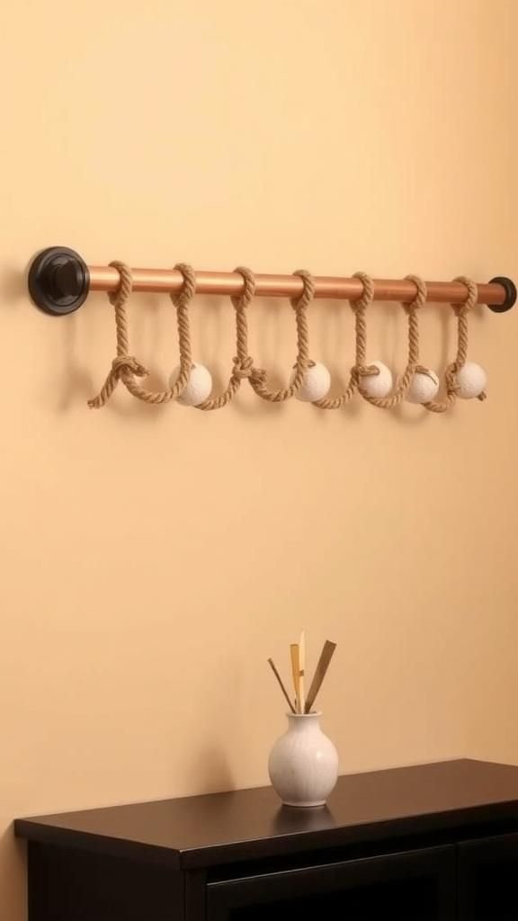 Copper Pipe And Rope Linear Wall Valance