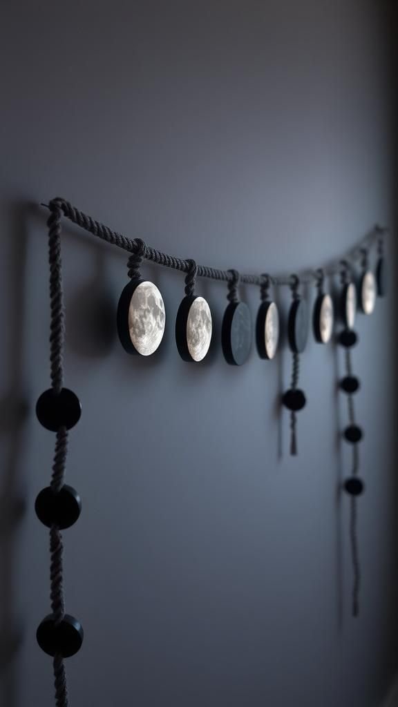 Lunar Phases Rope Garland In Matte Blacks