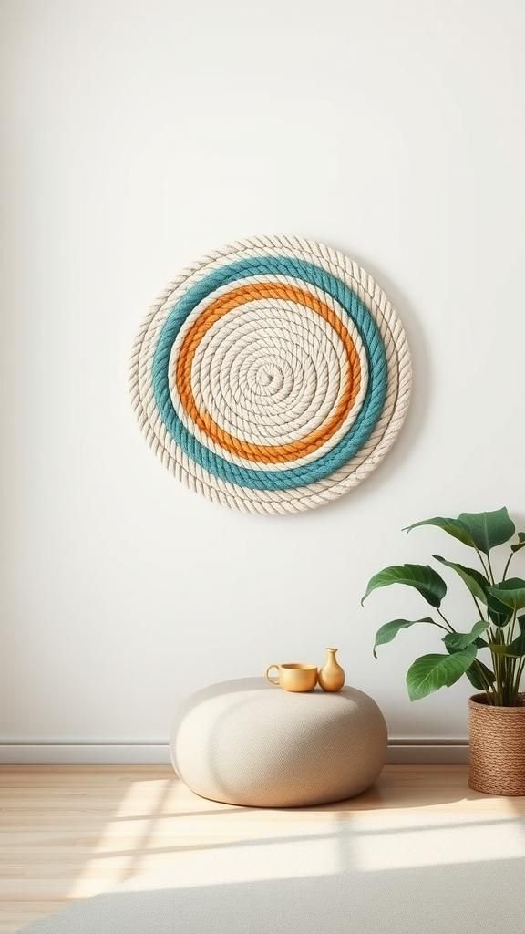 Symmetrical Rope Mandala With Colored Accents