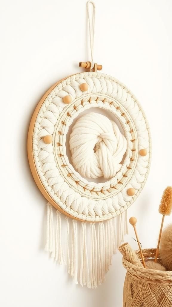 Woven Rope In Oversized Embroidery Hoop Art