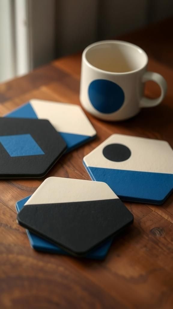 Geometric Pattern Coasters With Color Blocking