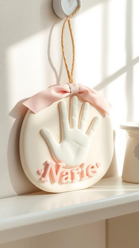 Handprint Keepsake Plaque With Name Banner