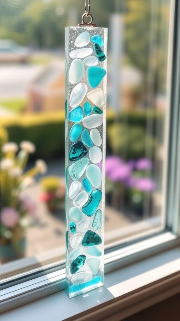 Sunlit Sea Glass Suncatcher Window Panel