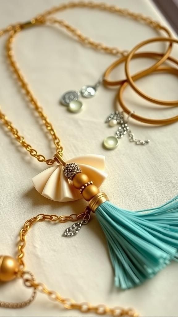 Boho Tassel Necklace With Shell Cluster Charm
