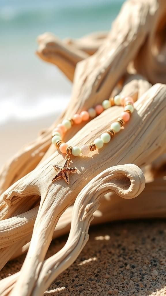 Starfish Charm Anklet With Mixed Shell Beads