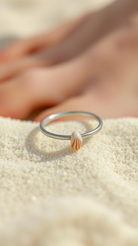 Toe Ring With Micro Shell Accent