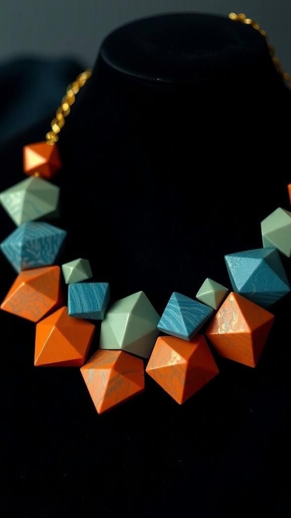 Geometric Statement Tiles For Collar Necklace