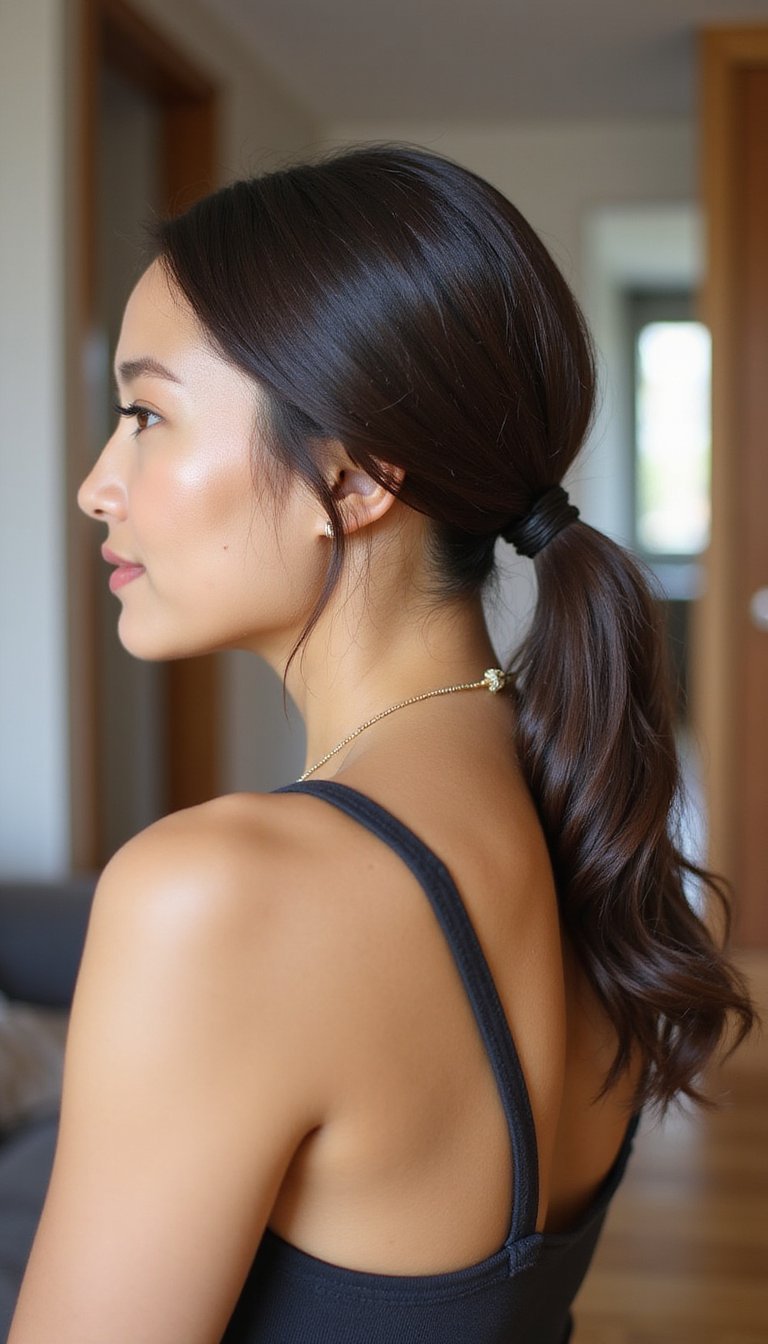 Wrapped Low Ponytail For Second-Day Sleekness