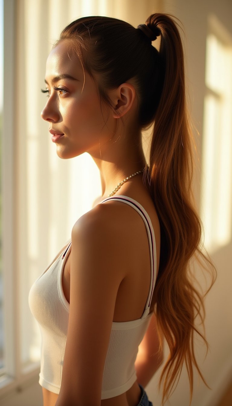 Ombre Streaks in Sleek Bubble Ponytail Glow