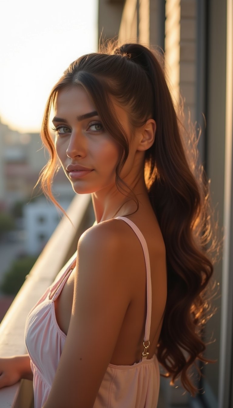 Side-Swept Bubble Ponytail with Smooth Waves