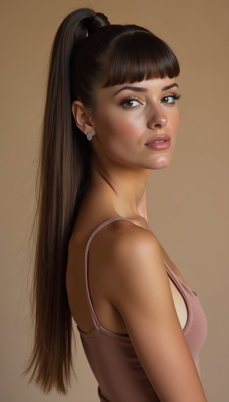 Sleek Bubble Ponytail with Blunt Cut Ends