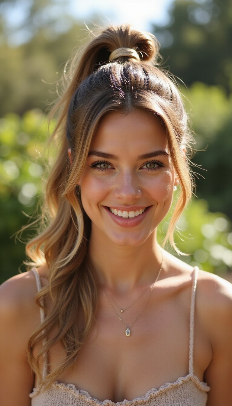 Twisted Rope Accents on Sleek Bubble Ponytail