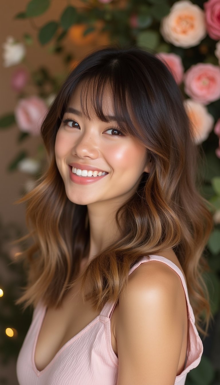 Soft Layers With Side Bangs For A Romantic Look