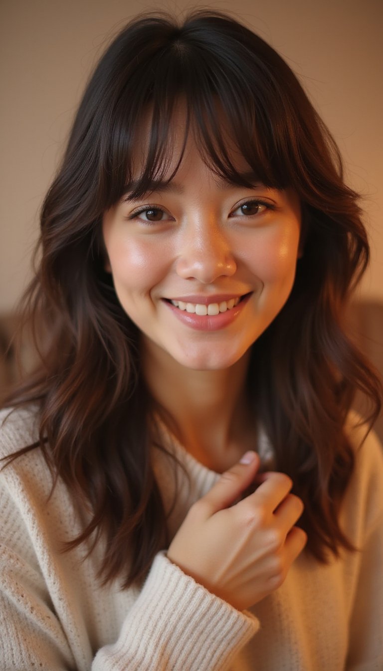 Wispy Bangs With Soft Face-Framing Layers Combo