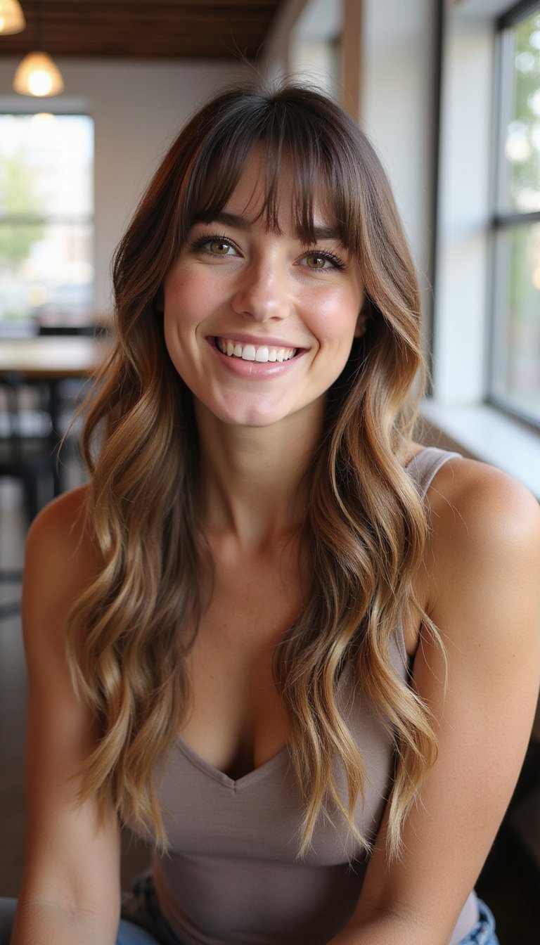 Beachy Soft Mermaid Waves With Curtain Bangs