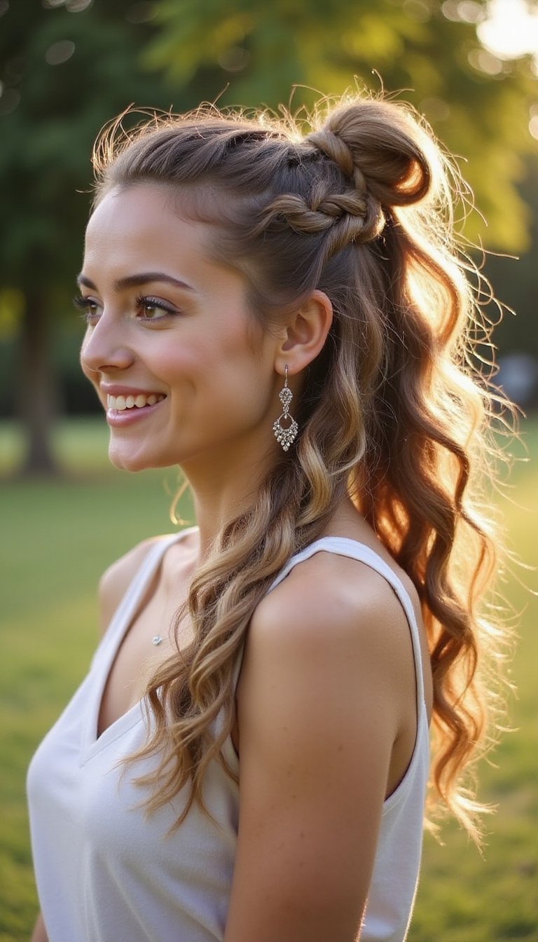 Bubble Braided Ponytail With Playful Volume