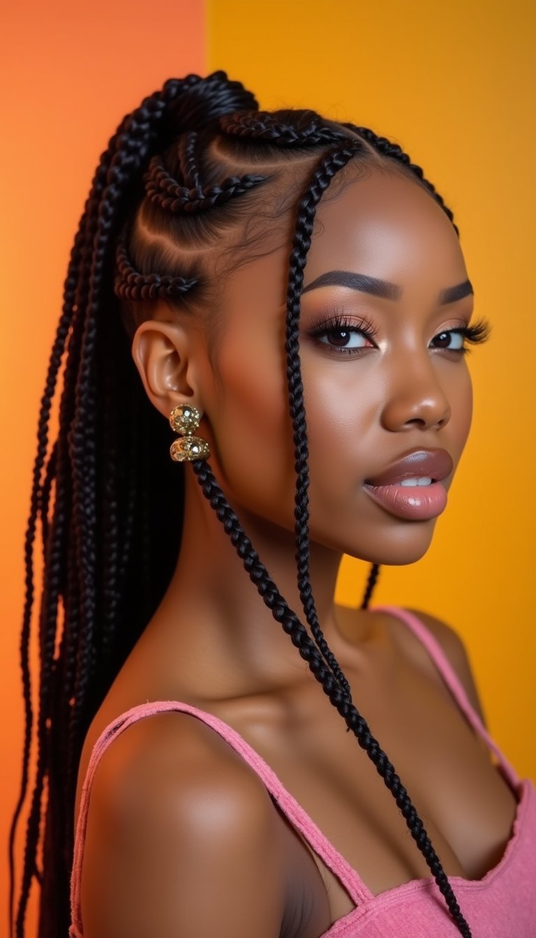 Cornrow-Inspired Braided Ponytail With Edge