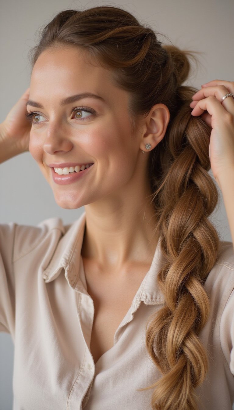 Pull-Through Braided Ponytail With Tactile Volume