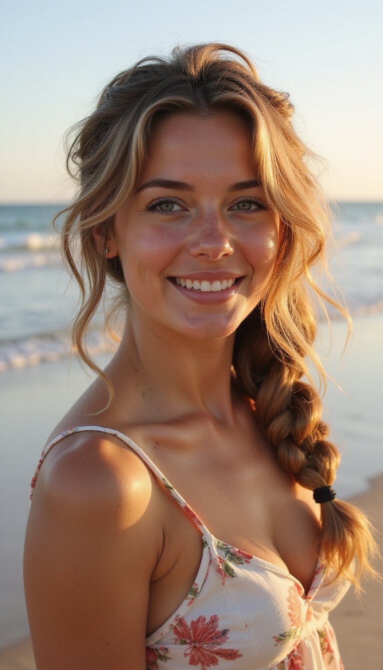 Textured Beachy Braided Ponytail With Loose Waves